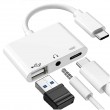 3 in 1 USB-C OTG Adapter m. 3.5mm Headphone Jack, Compatible f. iPad Pro and Type-C Jack Phone