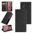 Retro-skin Business Magnetic Suction Leather Case m. Holder/Card Slots/Wallet f. Galaxy Xcover 5 (Black)