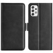 Dual-side Magnetic Buckle Leather Phone Case f. Galaxy S23 5G (Black)
