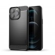 Brushed Texture Carbon Fiber TPU Phone Case f. iPhone 14 Pro