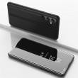 Plated Mirror Horizontal Flip Leather Phone Case m. Holder f. Galaxy A54 5G (Black)1