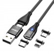 ENKAY 6-in-1 PD60W USB-A / Type-C to Type-C / 8 Pin / Micro USB Magnetic Fast Charging Cable, Cable Length: 2m (Black)1