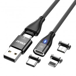 ENKAY 6-in-1 PD60W USB-A / Type-C to Type-C / 8 Pin / Micro USB Magnetic Fast Charging Cable, Cable Length: 2m (Black)