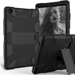 Shockproof Two-Color Silicone Protection Case m. Holder f. Galaxy Tab A 10.1 (2019) Black
